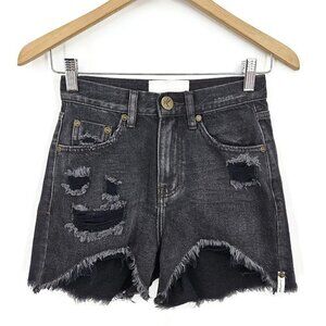 New One Teaspoon Legend Shorts Womens 23 Double Bass Black Denim High Waist